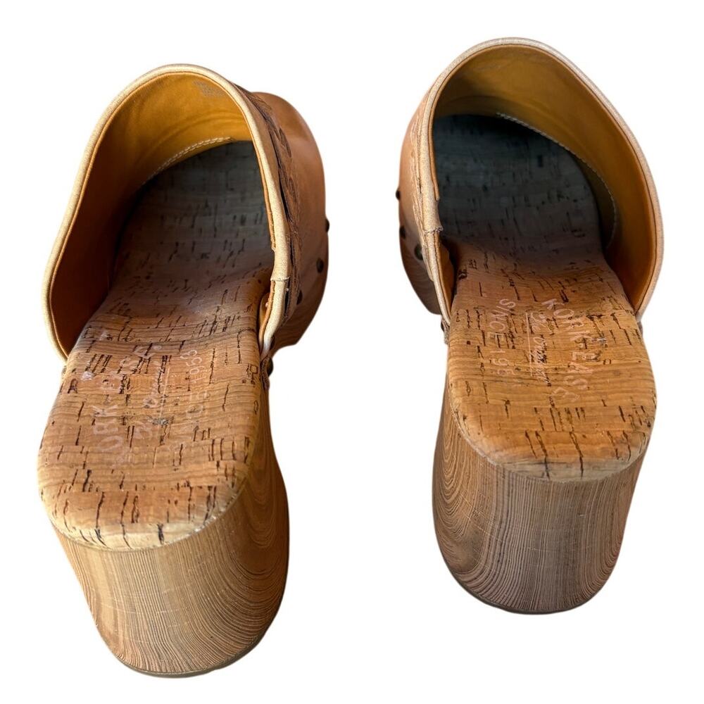 Kork-Ease Tilly Tan Leather Retro Style Platform Clog w Brass Stud Detail size 8 - Picture 15 of 15